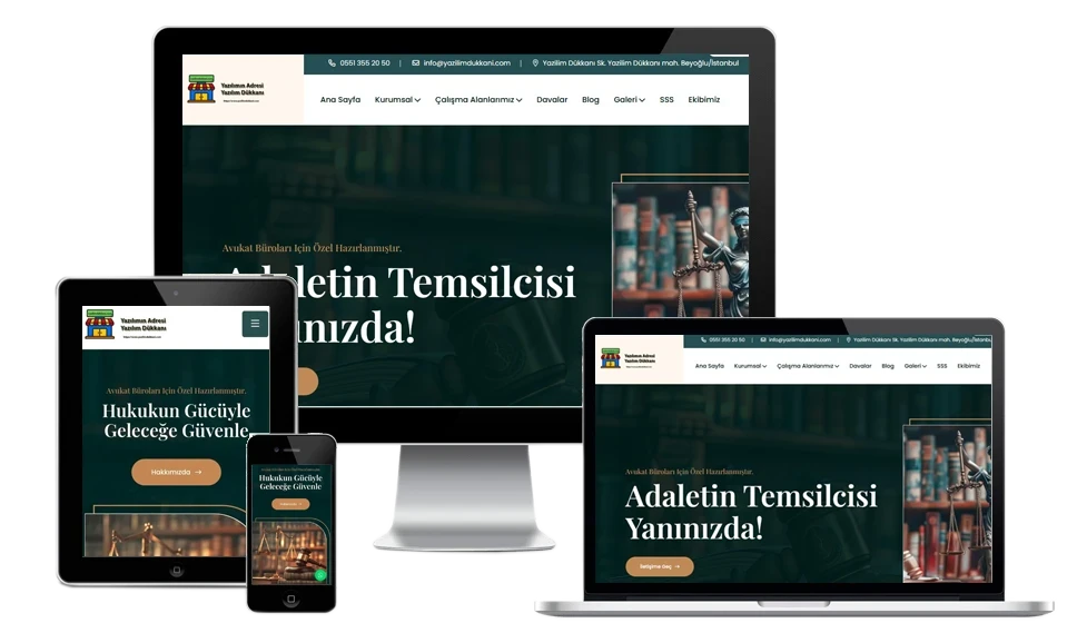 AEB Hukuk Bürosu - Kurumsal Avukat Web Sitesi Tasarımı - Yazılım Dükkanı